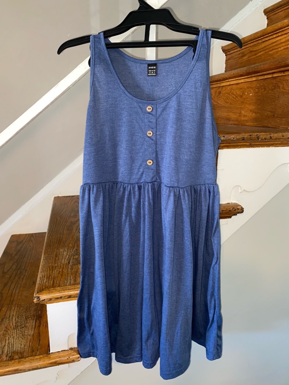 SHEIN Blue Sleeveless Button-Front Summer Dress Size Medium